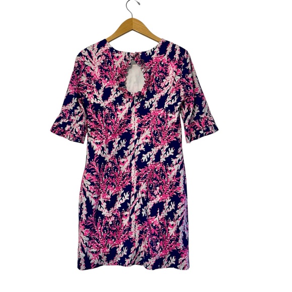 Lilly Pulitzer FIESTA STRETCH DRESS Nauti Navy Pink Beyond The Sea Shift Size 2 - Picture 3 of 12
